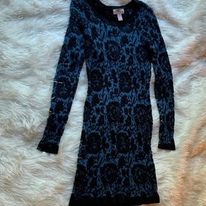 Floral body con sweater dress